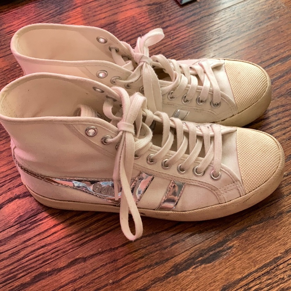 White Gola high tops with silver accents